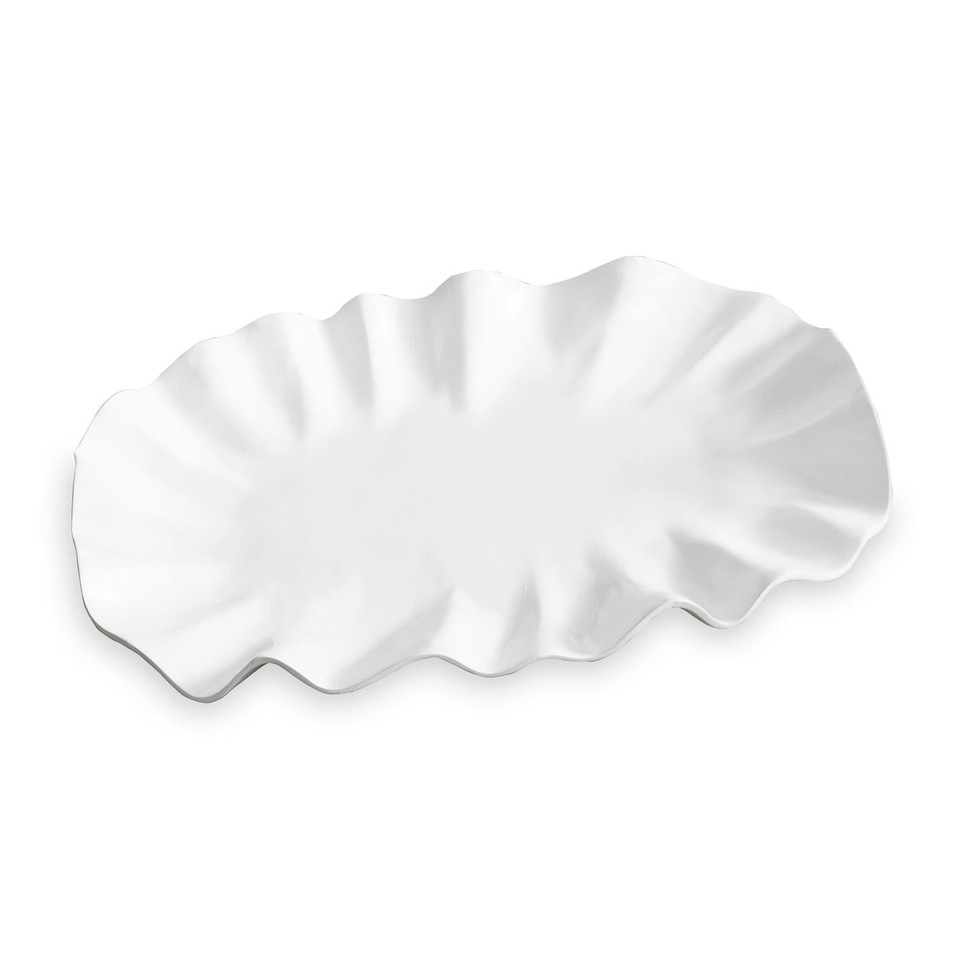 Vida White Bloom Large Oval Serving Platter | Bone & Brass