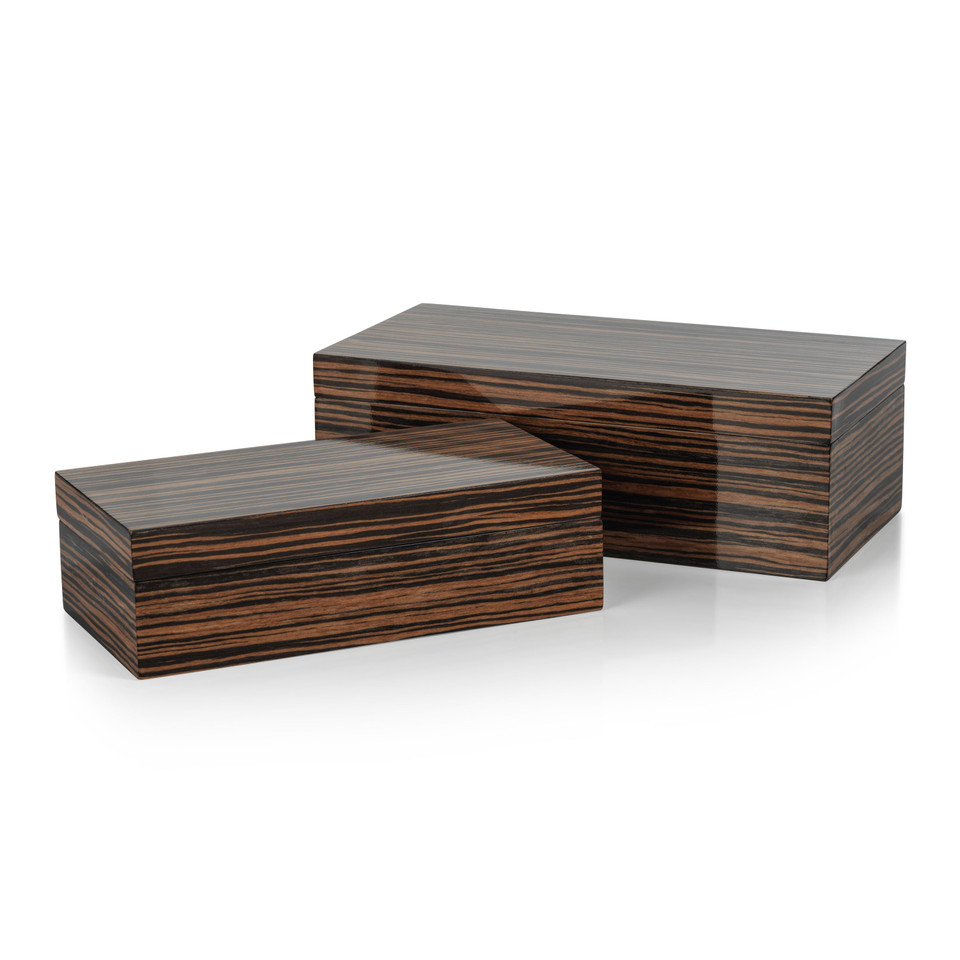 Bambara Ebony Decorative Box, Large - Box Interior View | Bone & Brass