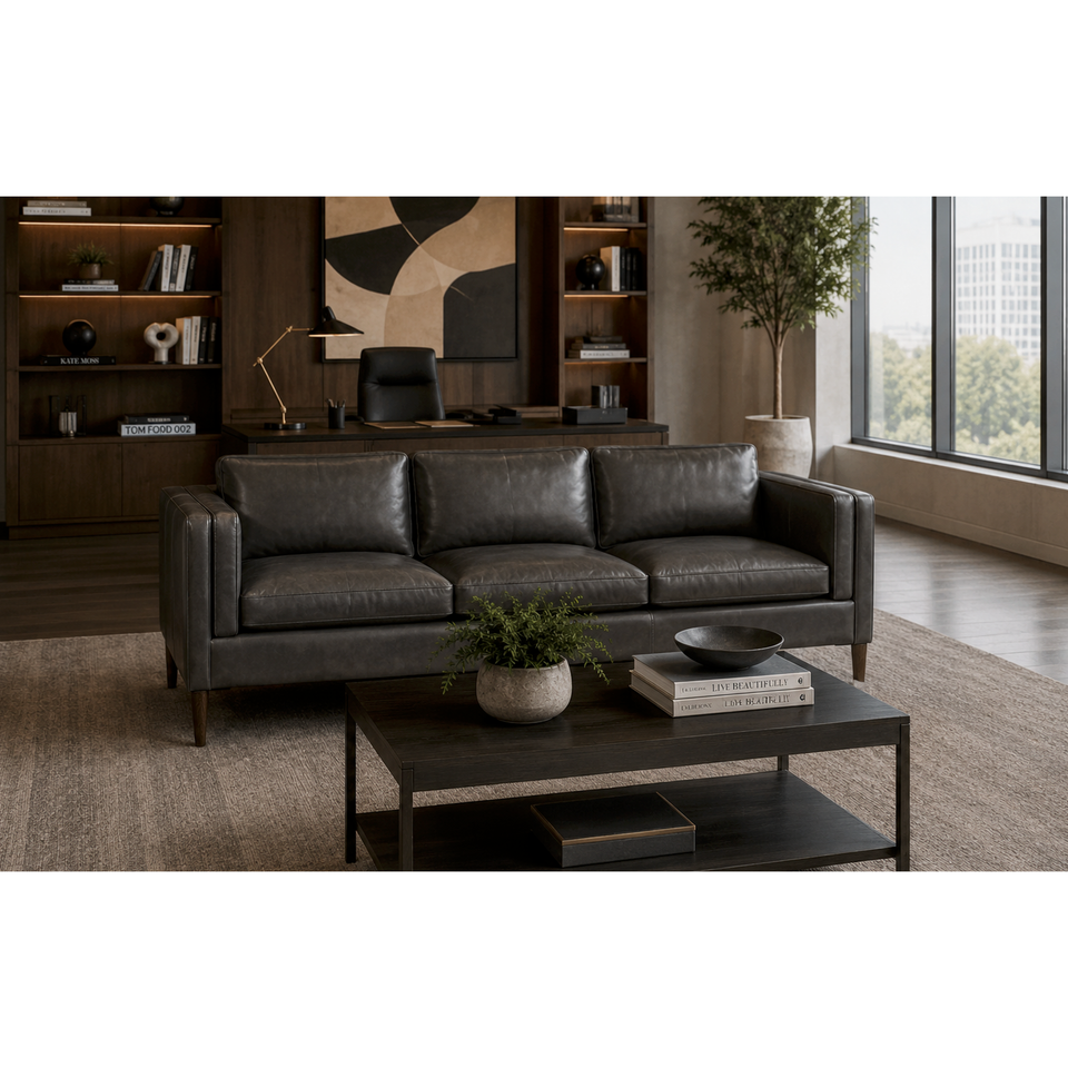 Richmond Brentwood Charcoal Leather Sofa, view 2