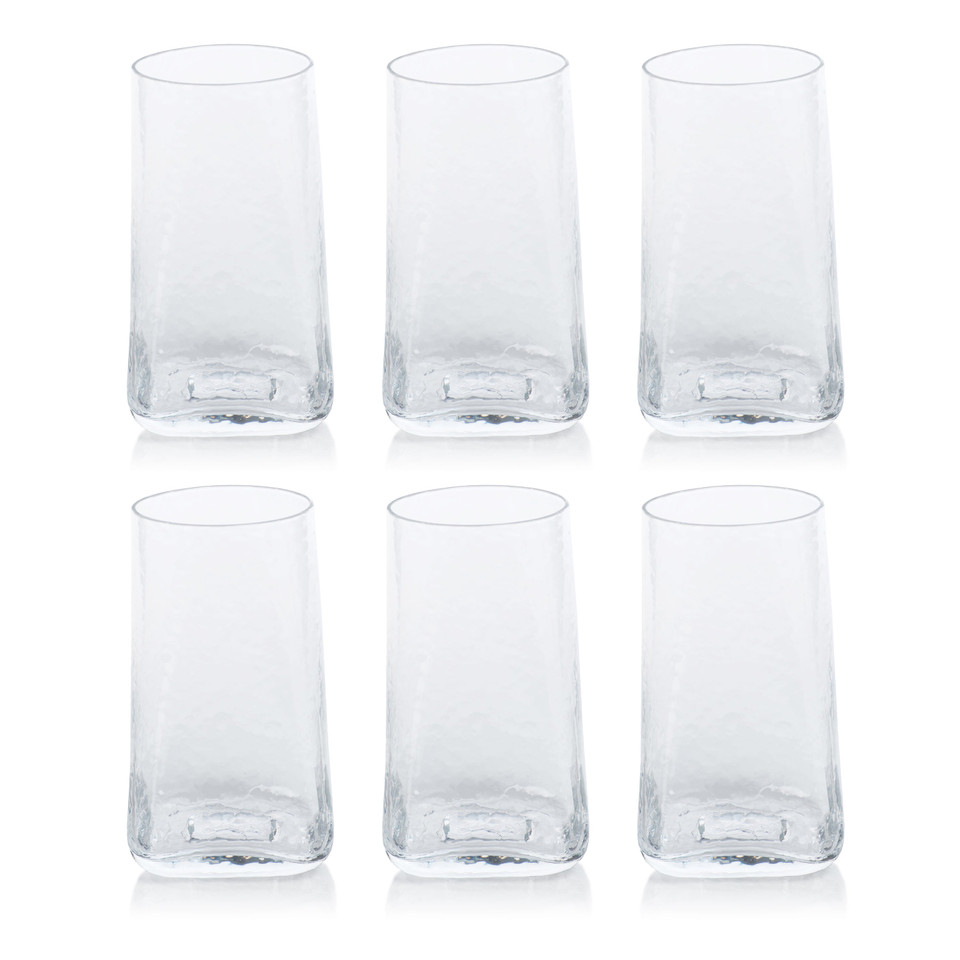 Kaleigh Hammered Highball Glasses, Set of 6 - Glass Close Up | Bone & Brass