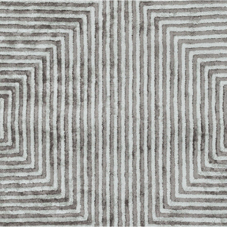 Charcoal grey and light grey striped rug with a modern hand-tufted design.