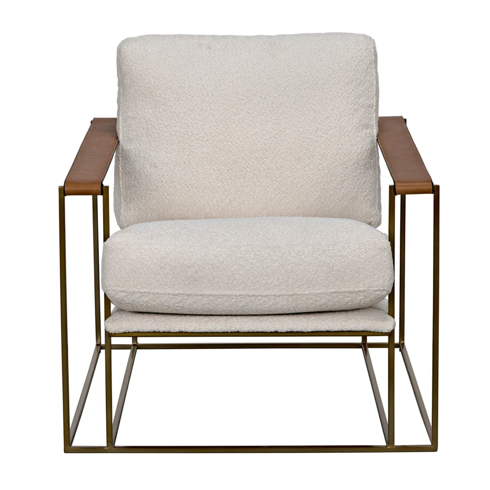 Oryan Off White Boucle & Leather Chair, view 5