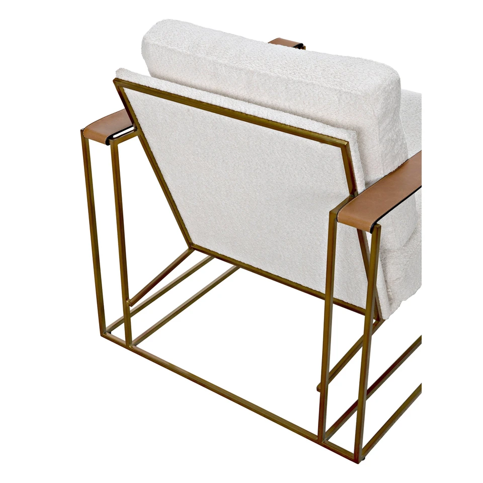 Oryan Off White Boucle & Leather Chair, view 6