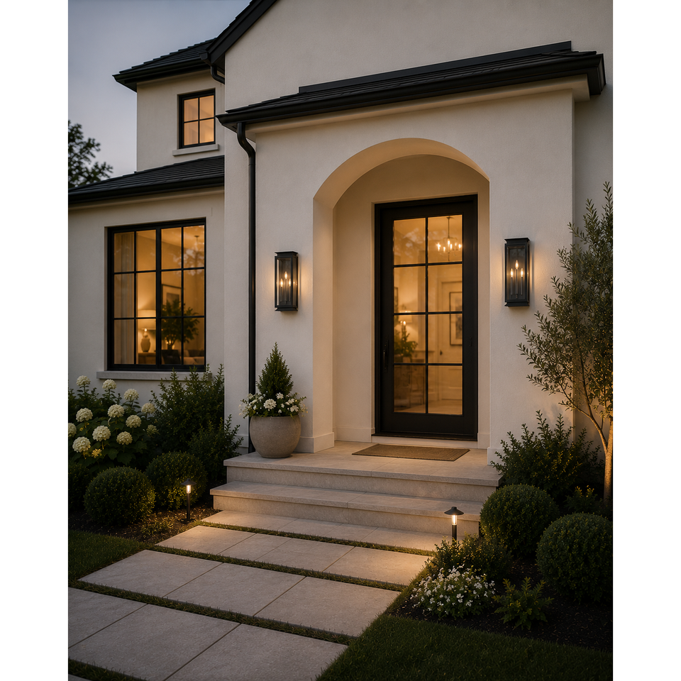 Black Stepped Glass Outdoor Wall Light, view 3