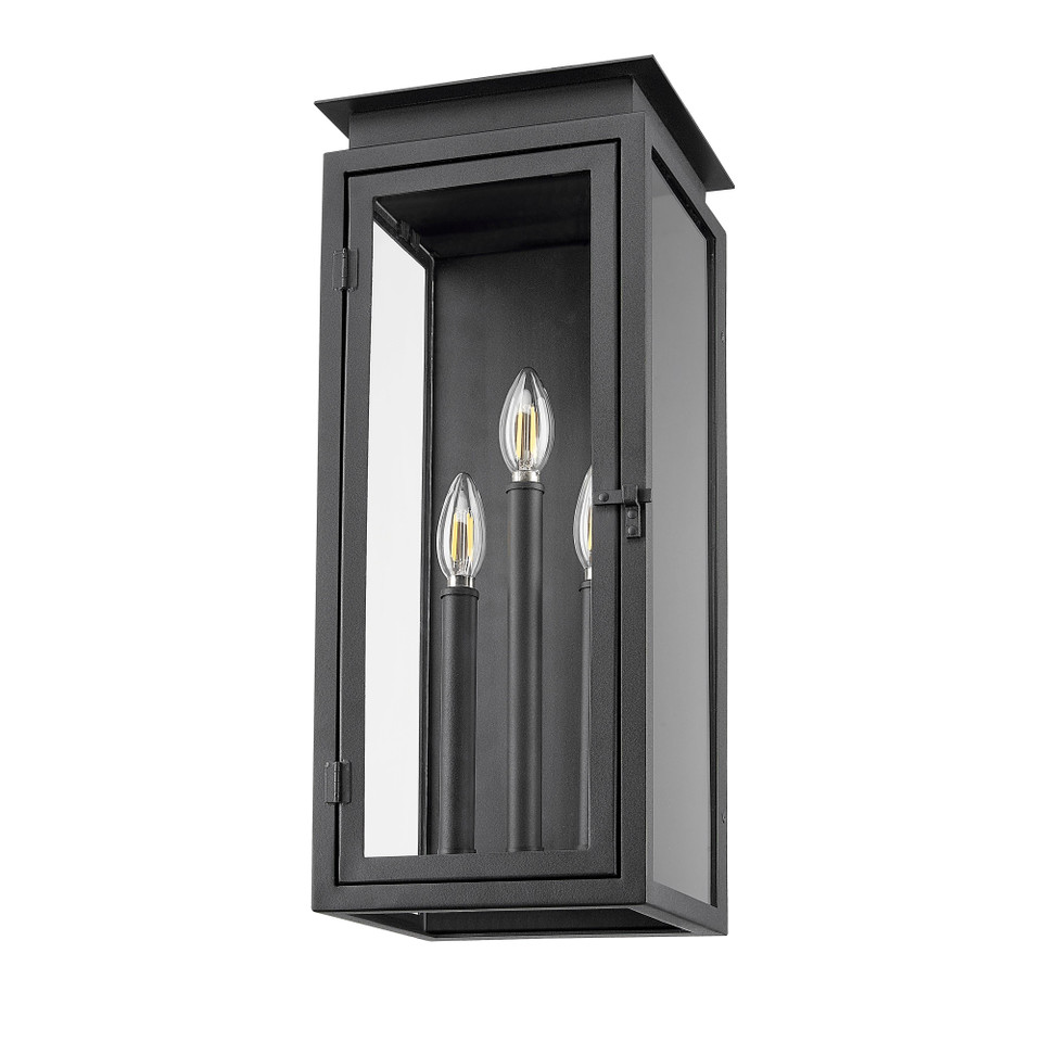 Black Stepped Glass Outdoor Wall Light, view 6