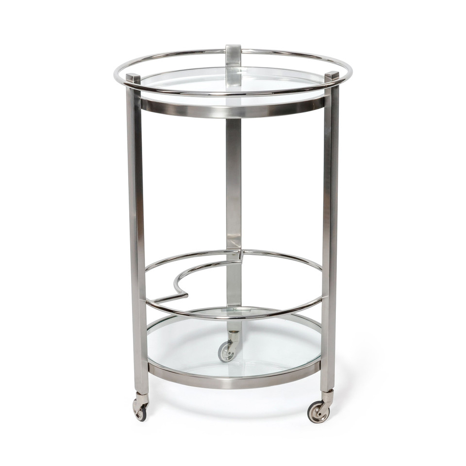 Élan Nickel Round Bar Cart | Bone & Brass