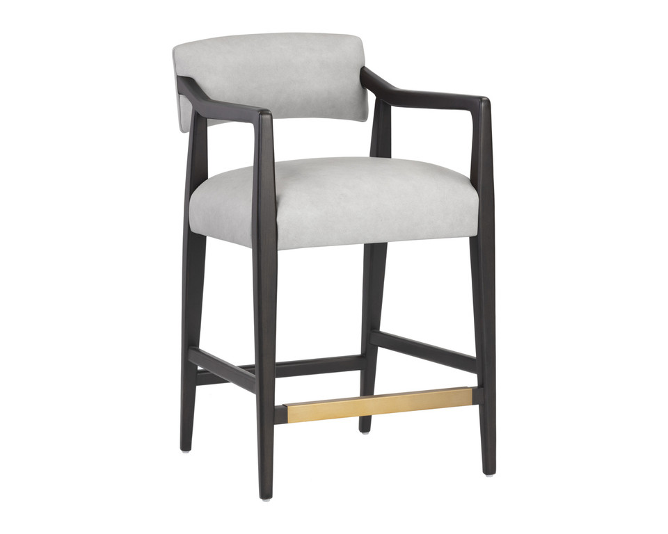 Keagan Saloon Light Grey Leather Counter Stool