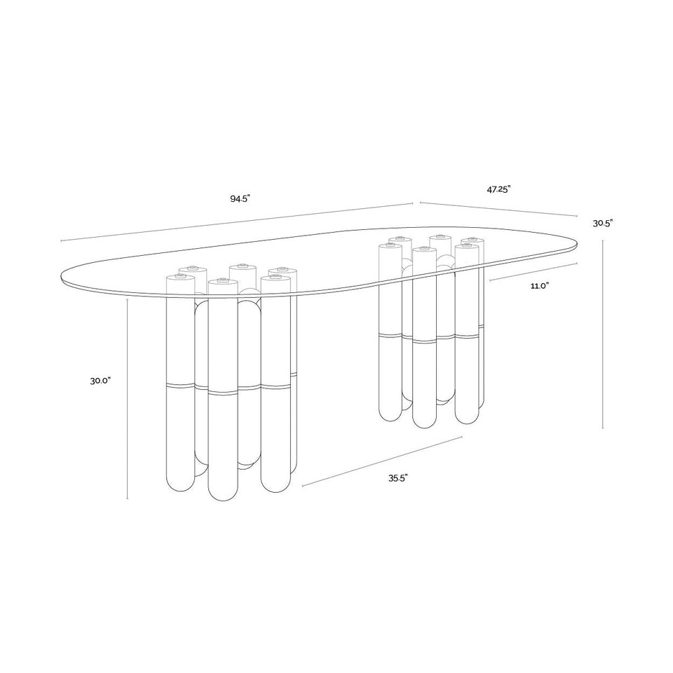 Yanna Oval - Glass - 94.5" Dining Table