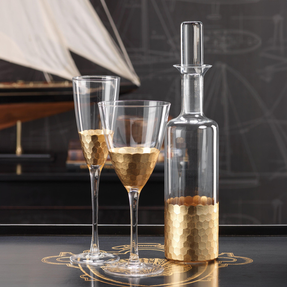 Victoria Gold Wine Glass, Set 4 - Glass Bowl Detail | Bone & Brass