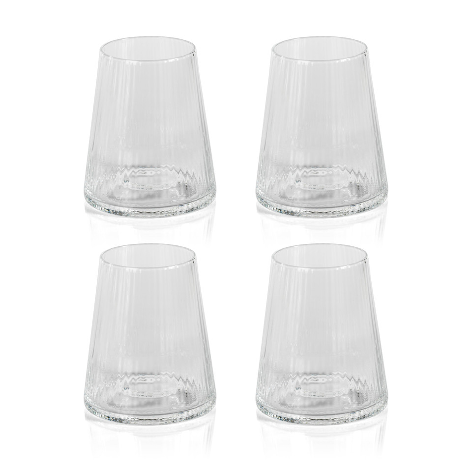 Benji Ribbed Taper Up Textured Glasses, Set 4 - Glass Side View | Bone & Brass