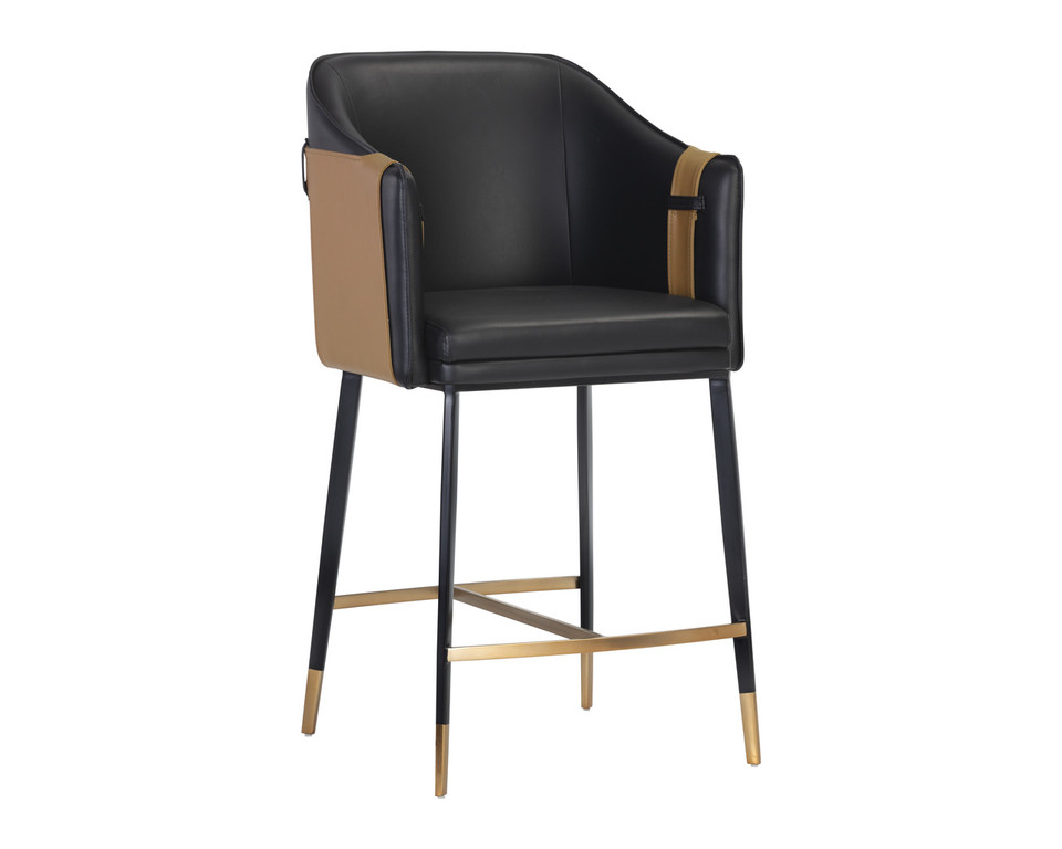 Carter Napa Black / Napa Cognac Counter Stool
