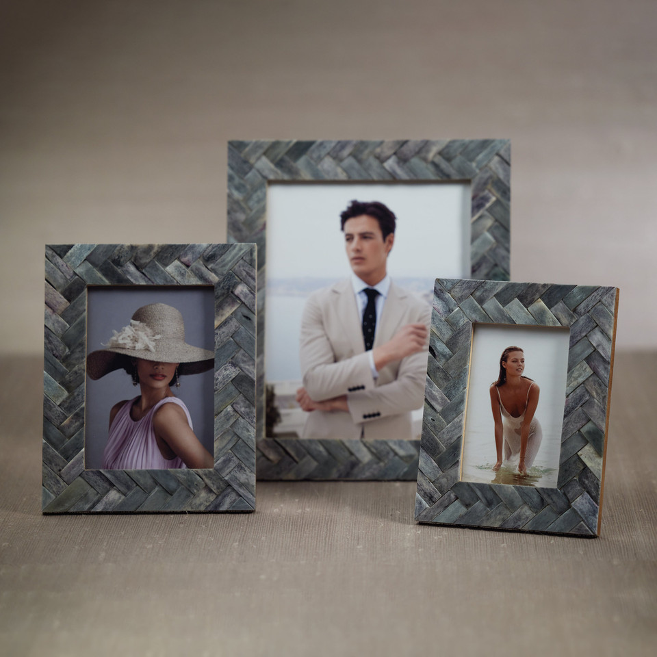Mayfair Grey Bone Braided Photo Frame 5x7 - Frame Detail | Bone & Brass