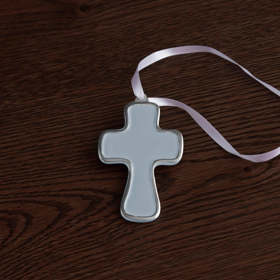 Encanto Athens Cross Ornament (Slate) - Side View | Bone & Brass