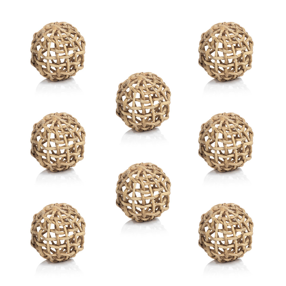 Water Hyacinth Twisted Decorative Balls, Set 8 - Alternate View | Bone & Brass