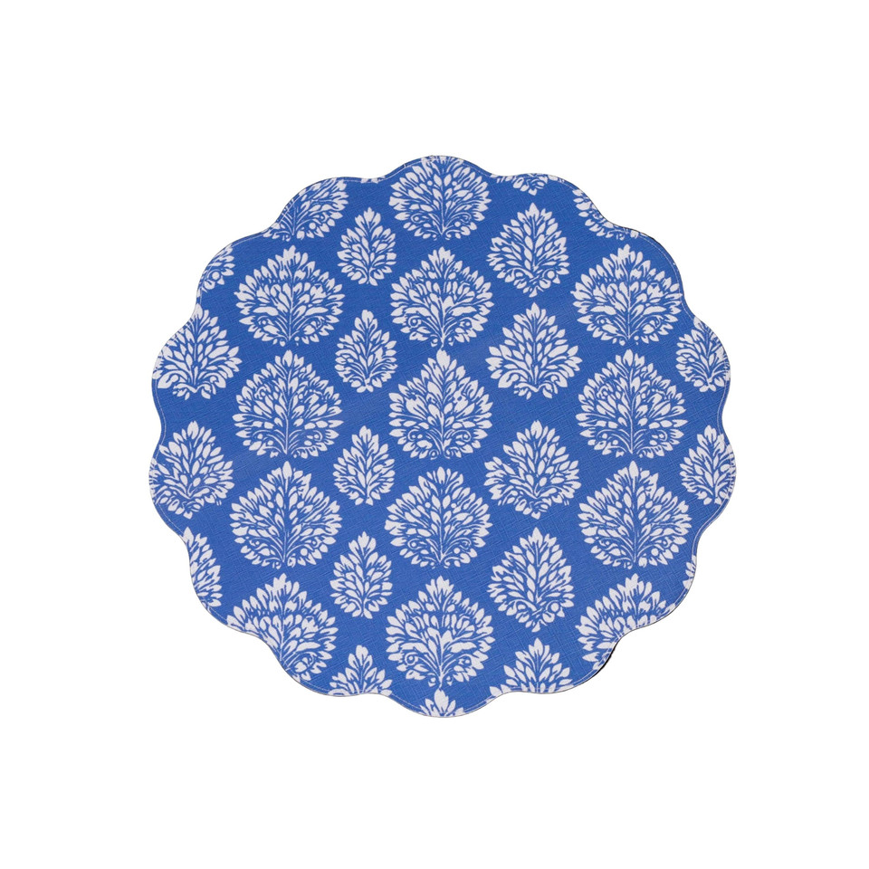 Vida Chinoiserie Reversible Round Placemats Set 4 Blue & White - Placemat Texture Detail | Bone & Brass