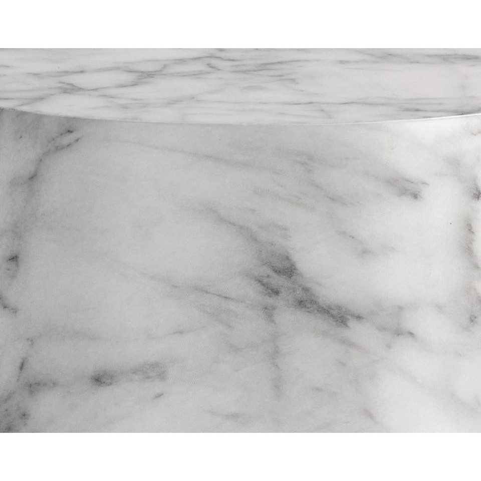 Aries End Marble Look - White Table, view 2