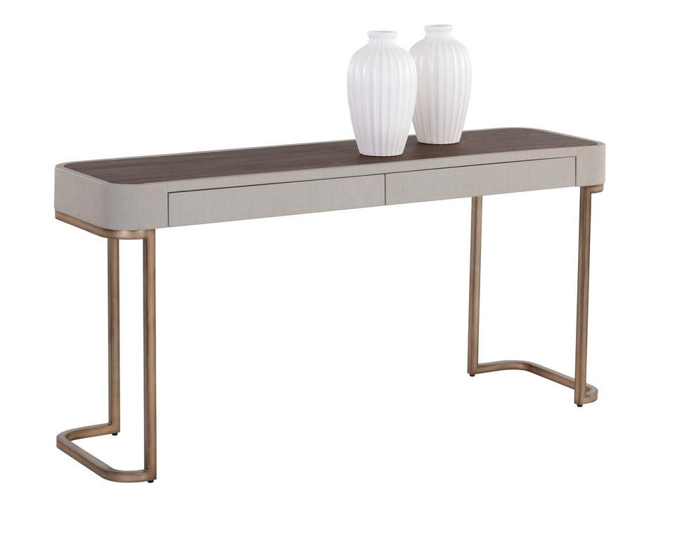 Jamille Cream & Warm Brass Console Table