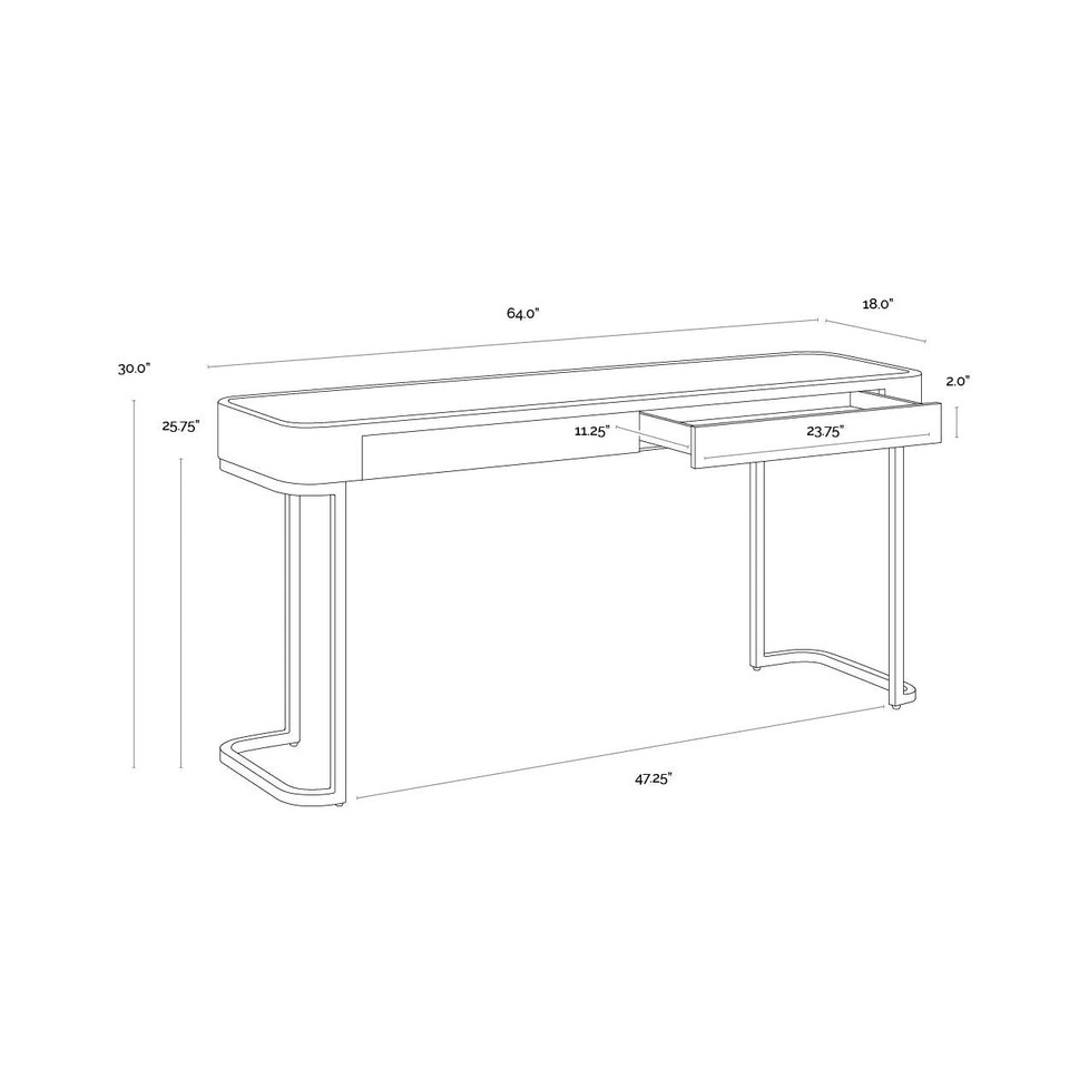 Jamille Cream & Warm Brass Console Table, view 2