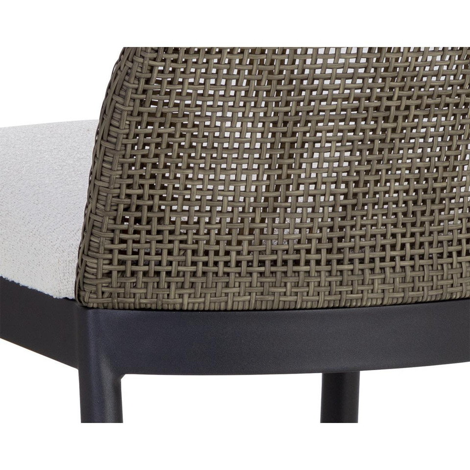 Calandri Grey Wicker & Cream Outdoor Counter Stool, view 7