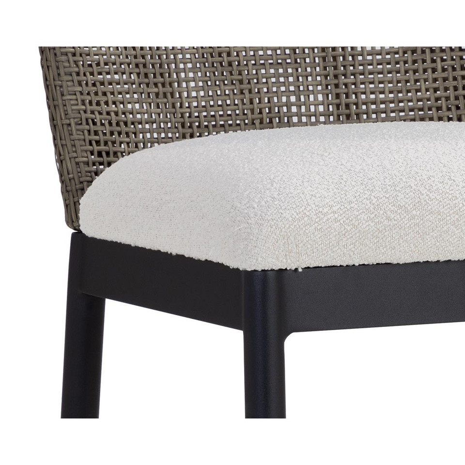 Calandri Grey Wicker & Cream Outdoor Counter Stool, view 3