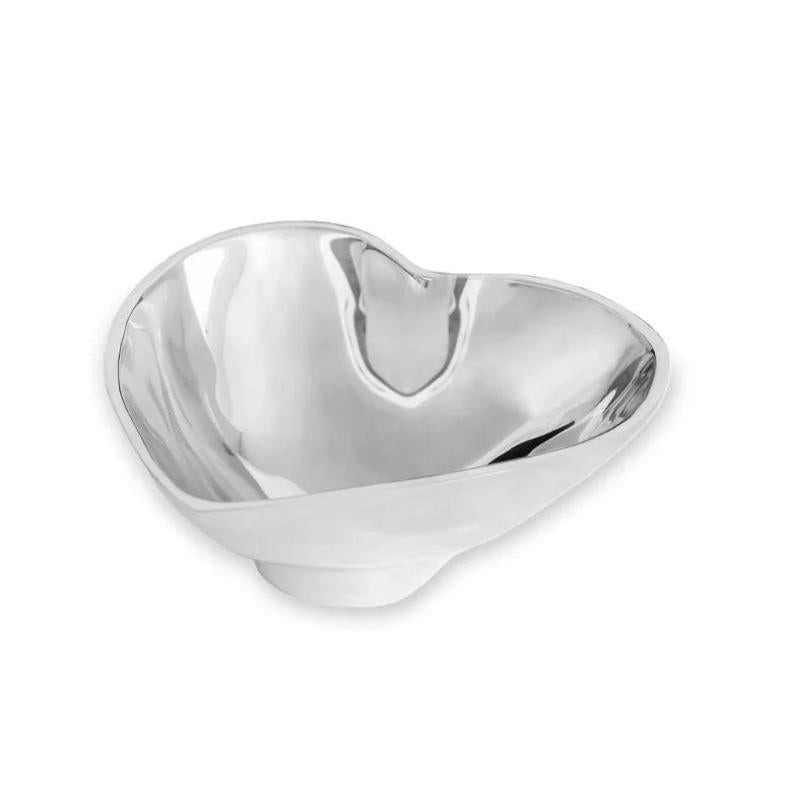 Silver Deep Heart Mini Decorative Bowl | Bone & Brass