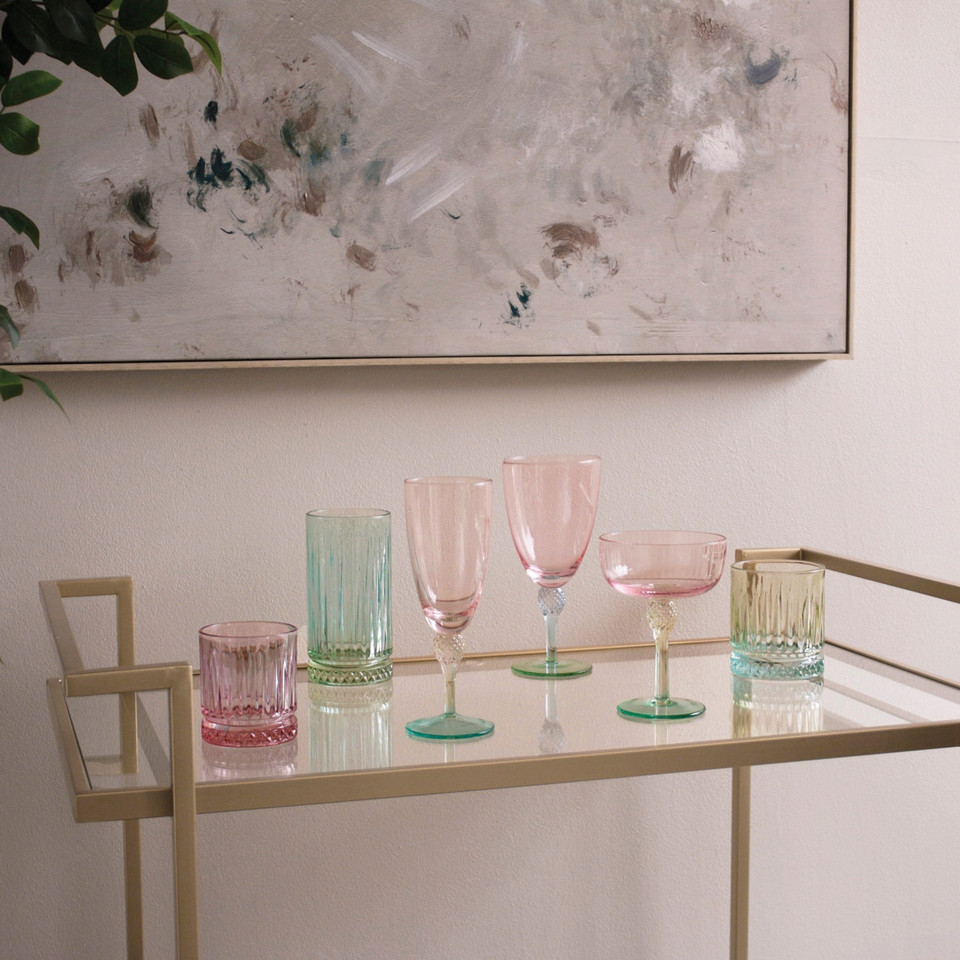 Glass Aquarelle Tumbler Set 4 (Multi) - Glass Side View | Bone & Brass