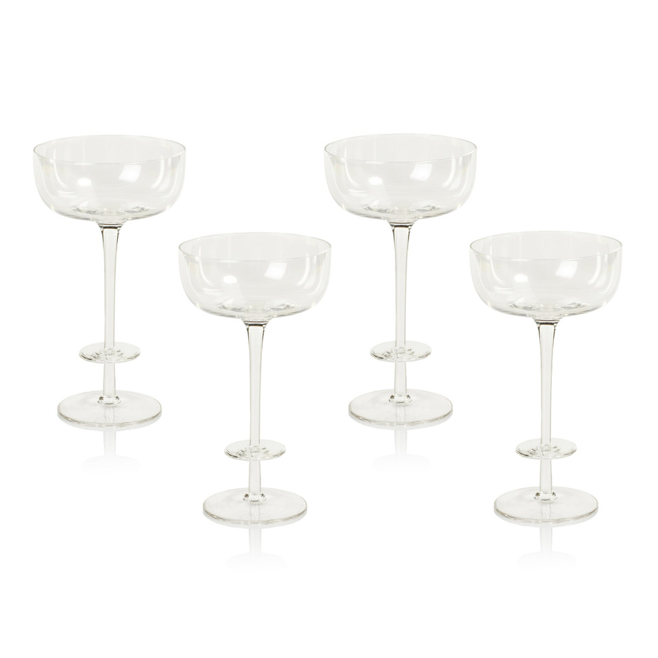 Modena Champagne Coup / Martini Glasses, Set 4 - Glass Stem Detail | Bone & Brass