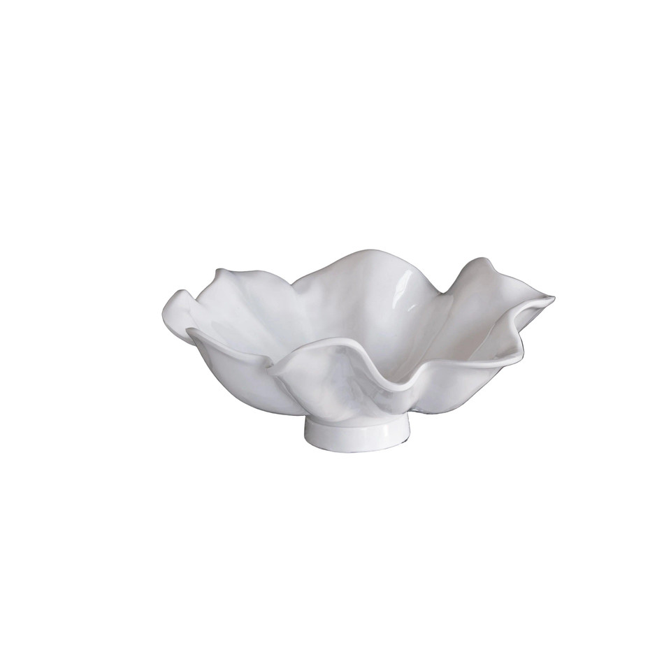 White Havana Aries Large Pedestal Bowl | Bone & Brass