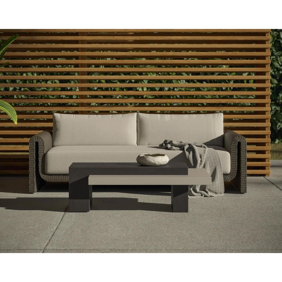 Herriot Dark Brown & Grey Concrete Coffee Table - Table Top View | Bone & Brass
