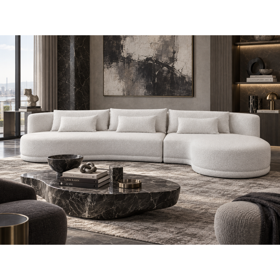 London Copenhagen White Boucle RAF Sectional, view 2
