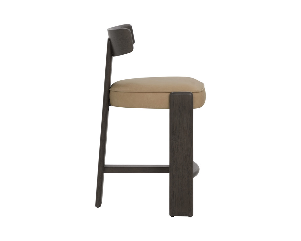 Horton Dark Brown - Sahara Sand Leather Counter Stool