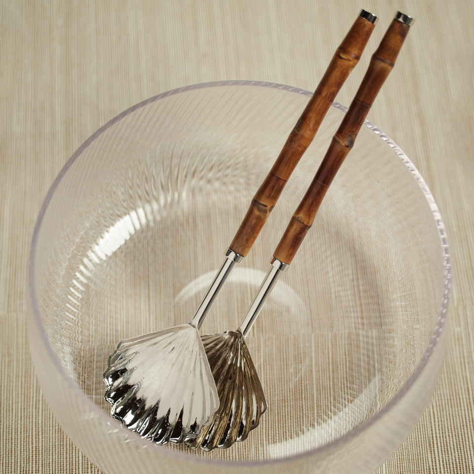 Colony Bamboo Nickel Server Set - Set Top View | Bone & Brass