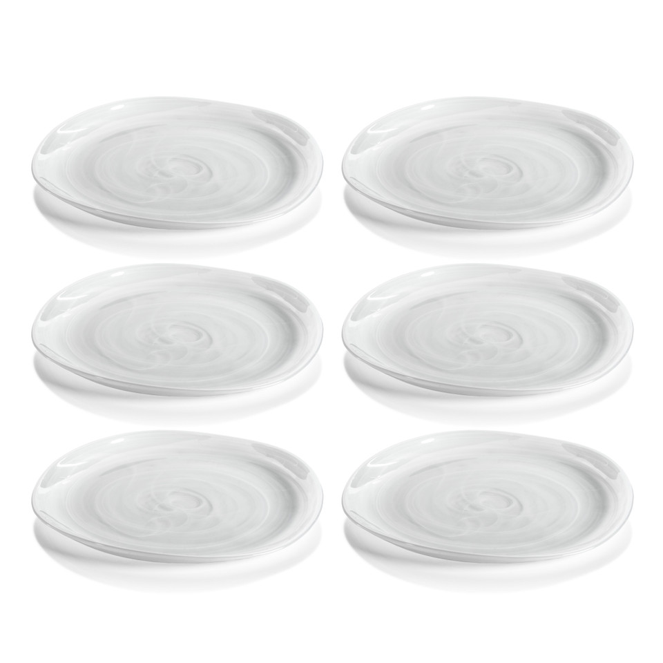 Monte Carlo White Alabaster Dinner Plates, Set of 6 - Plate Side View | Bone & Brass