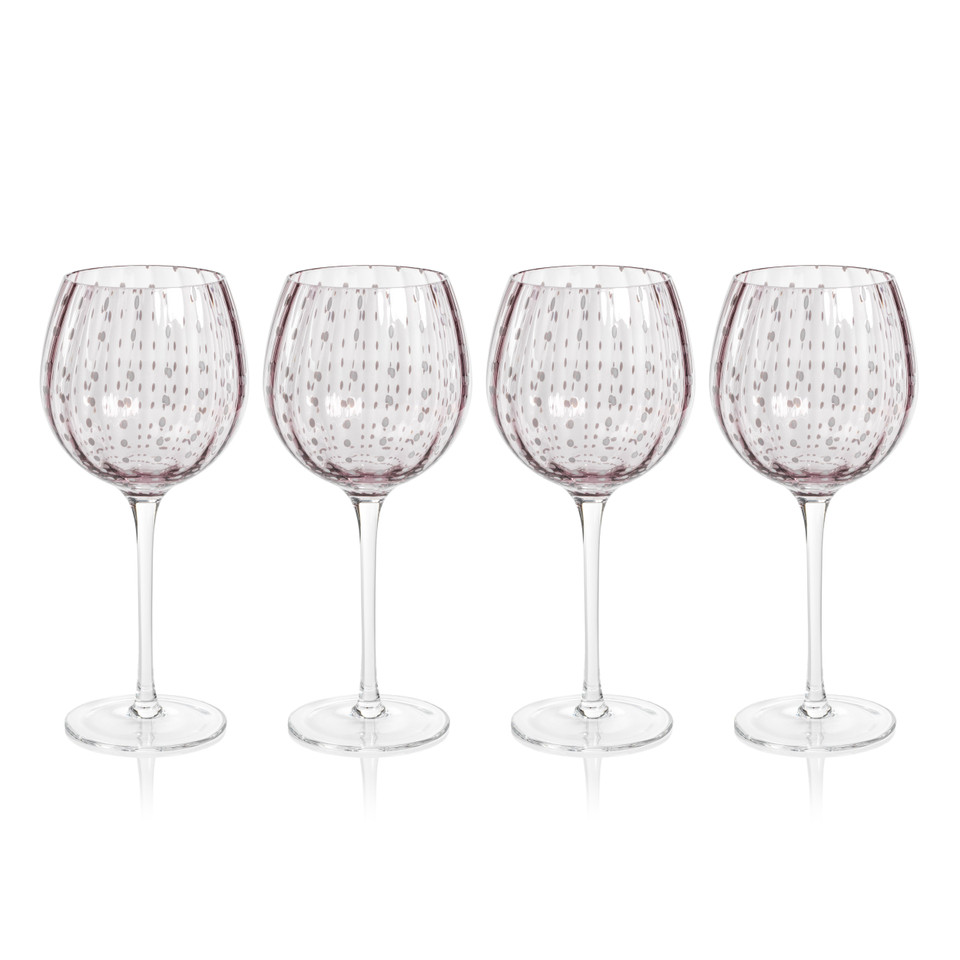 Preston Purple Glass Wine Glasses, Set 4 - Glass Stem Detail | Bone & Brass