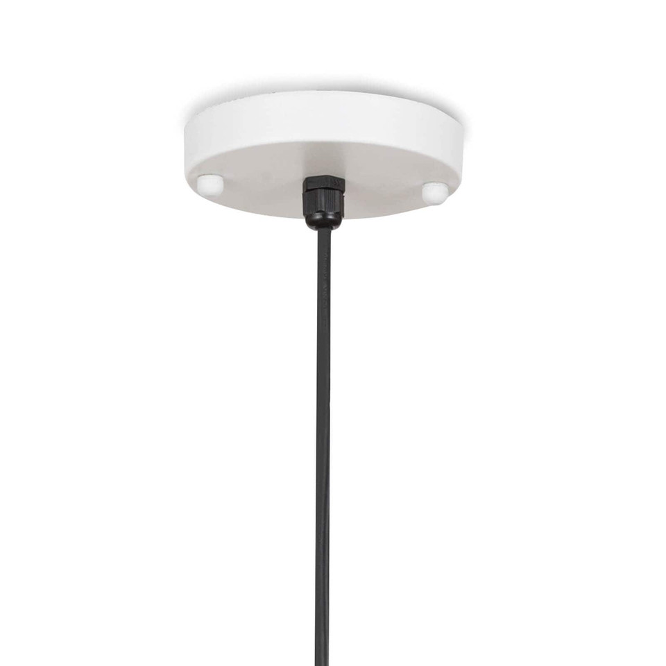 White gold Sigmund Pendant ceiling canopy with black cord.