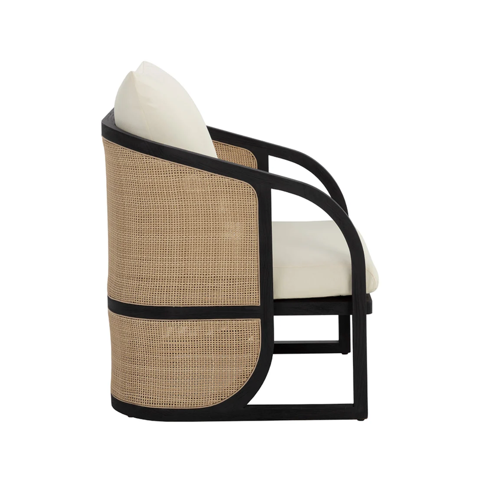 Palermo Natural Wicker, Charcoal & Cream Lounge Chair, view 4