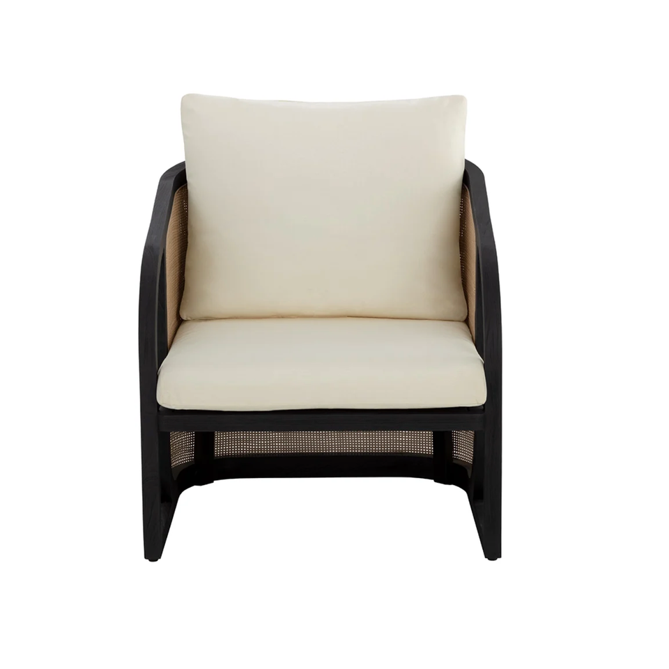 Palermo Natural Wicker, Charcoal & Cream Lounge Chair, view 7