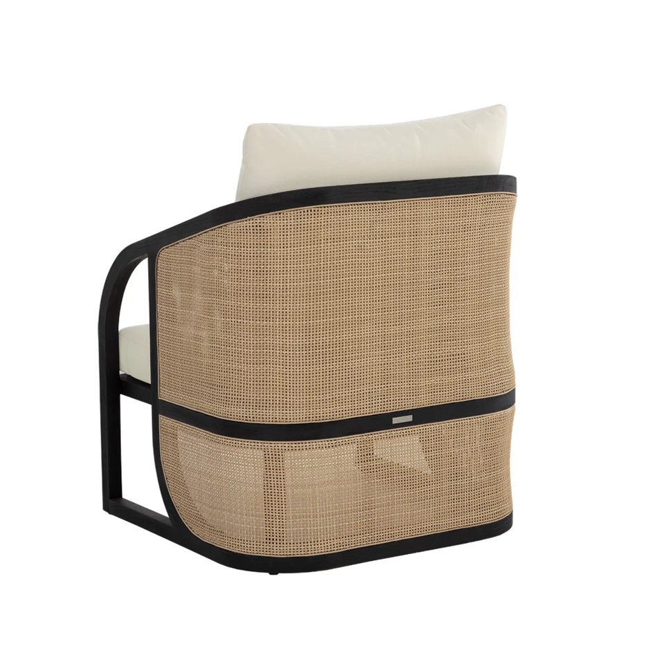Palermo Natural Wicker, Charcoal & Cream Lounge Chair, view 3
