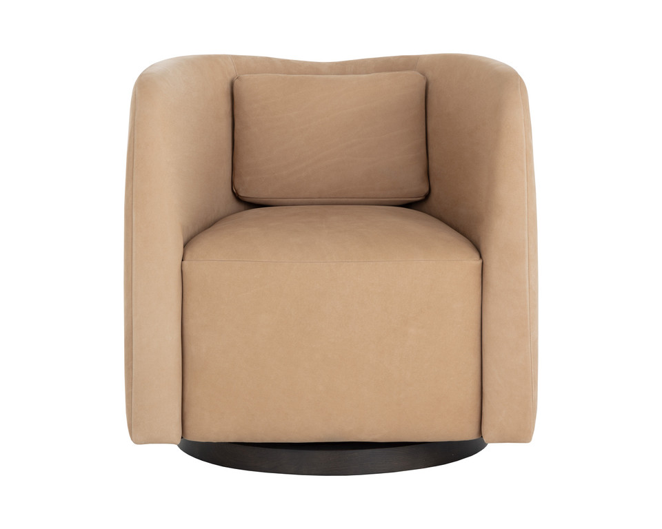 Emilie Swivel Nubuck Tan Leather Lounge Chair