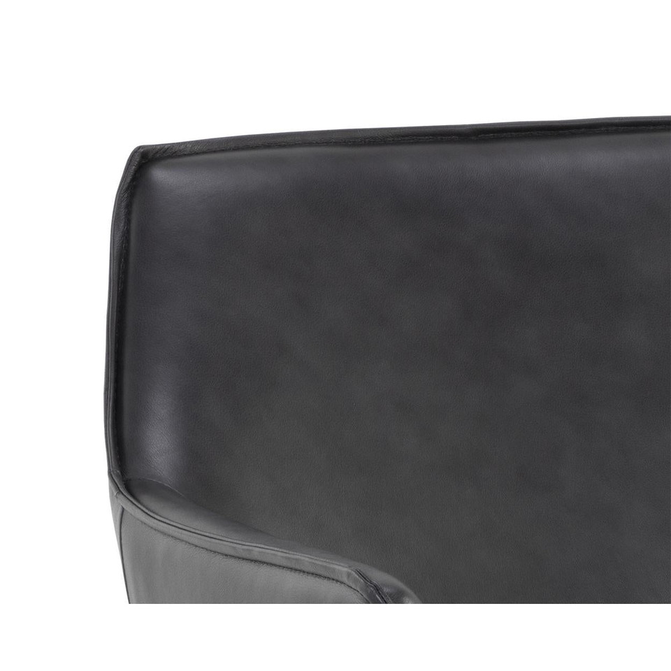 Crosby Swivel Alpine Black Leather Lounge Chair, view 2