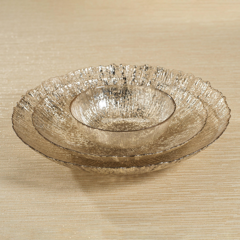 Luminara Golden Silver Fusion Deep Glass Bowls, Set 6 - Bowl Detail | Bone & Brass