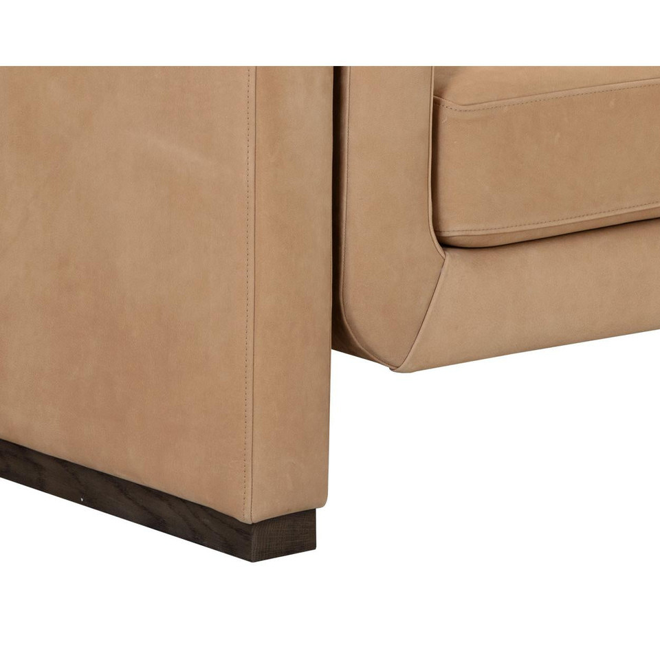 Romer Distressed Nubuck Tan Leather Sofa, view 3