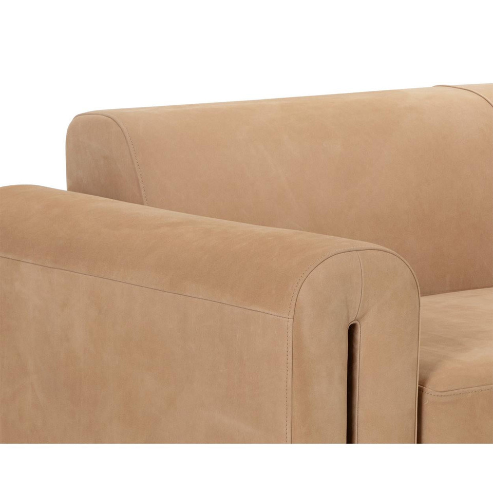 Romer Distressed Nubuck Tan Leather Sofa, view 4