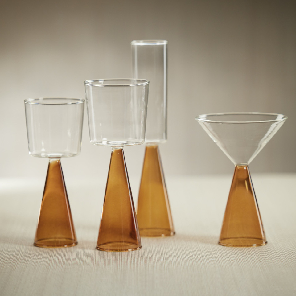 Vivian Amber Stem Champagne Flutes, Set 4 - Glass Detail | Bone & Brass