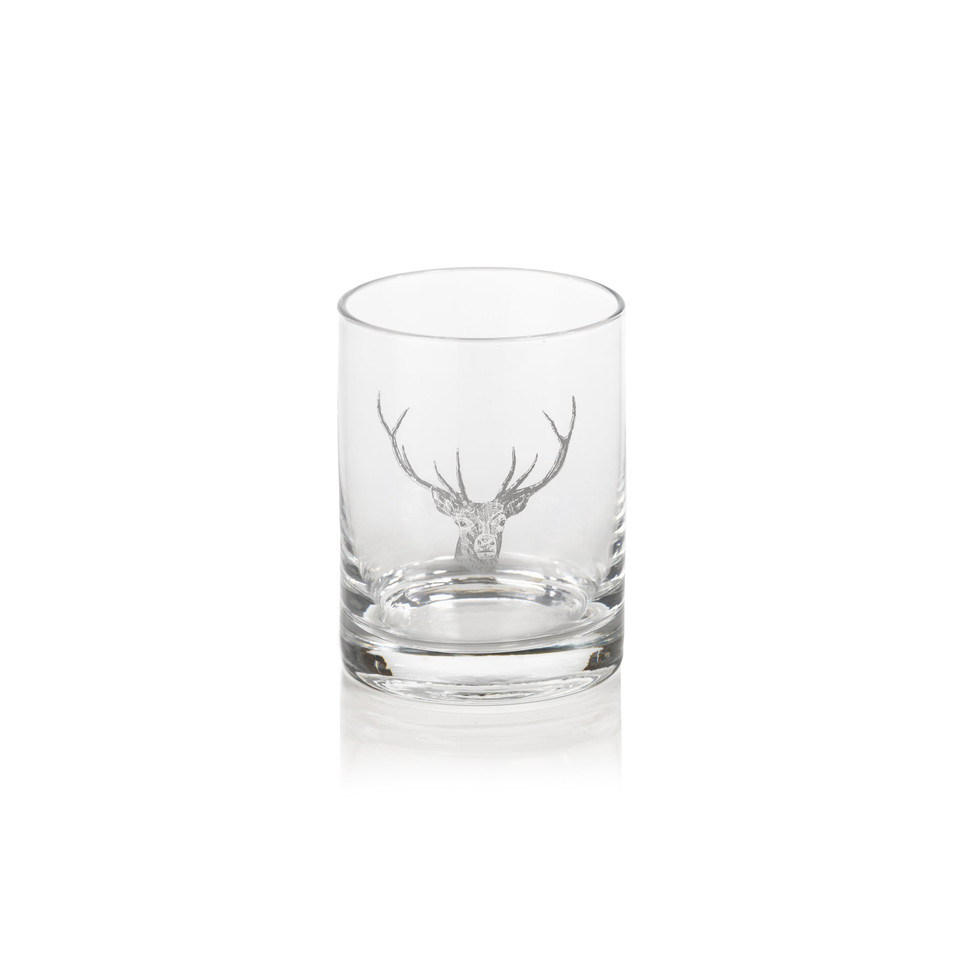 Stag Head Double Old Fashioned Glasses, Set 6 | Bone & Brass