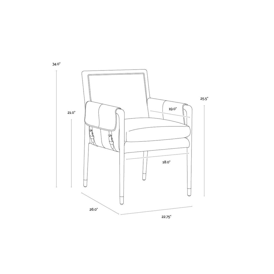 Mauti Dining Distressed Brown - Cortina Black Leather Armchair, view 4