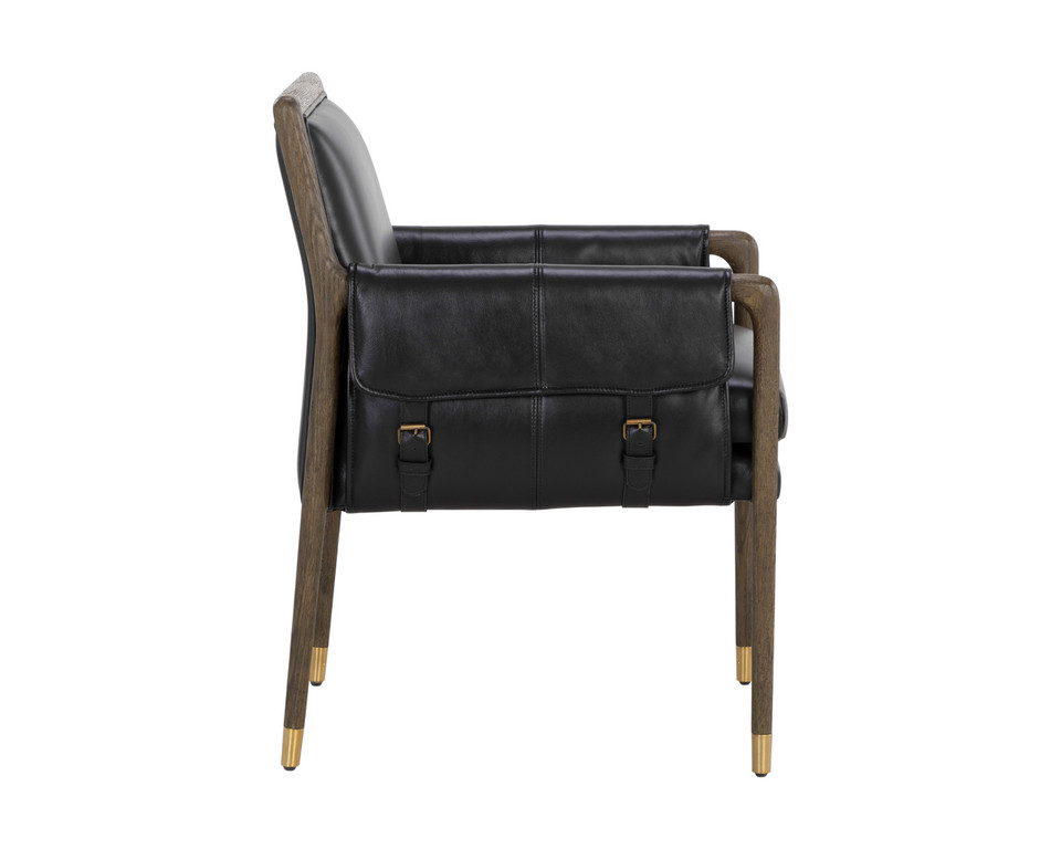 Mauti Dining Distressed Brown - Cortina Black Leather Armchair