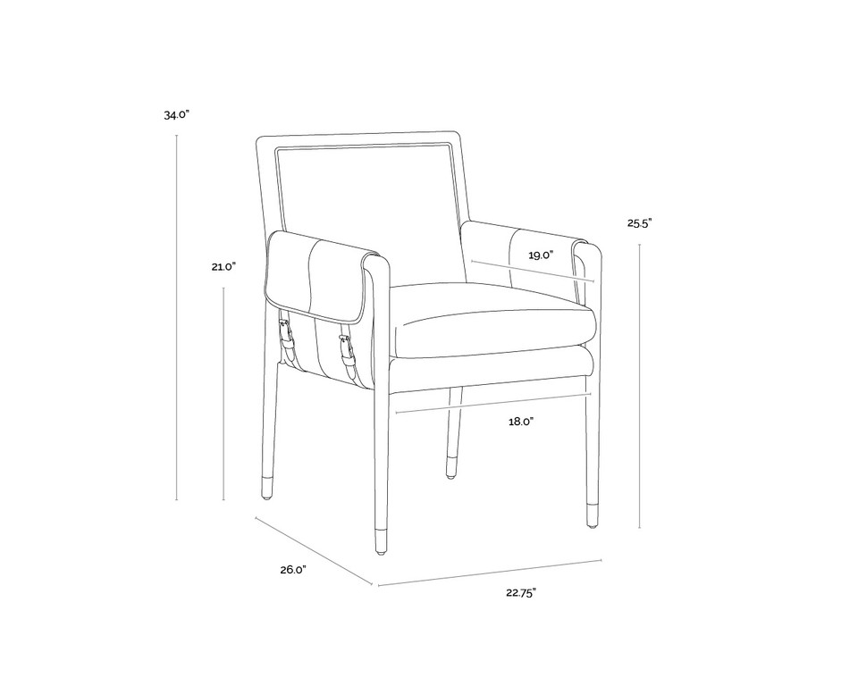 Mauti Dining Distressed Brown - Cortina Black Leather Armchair