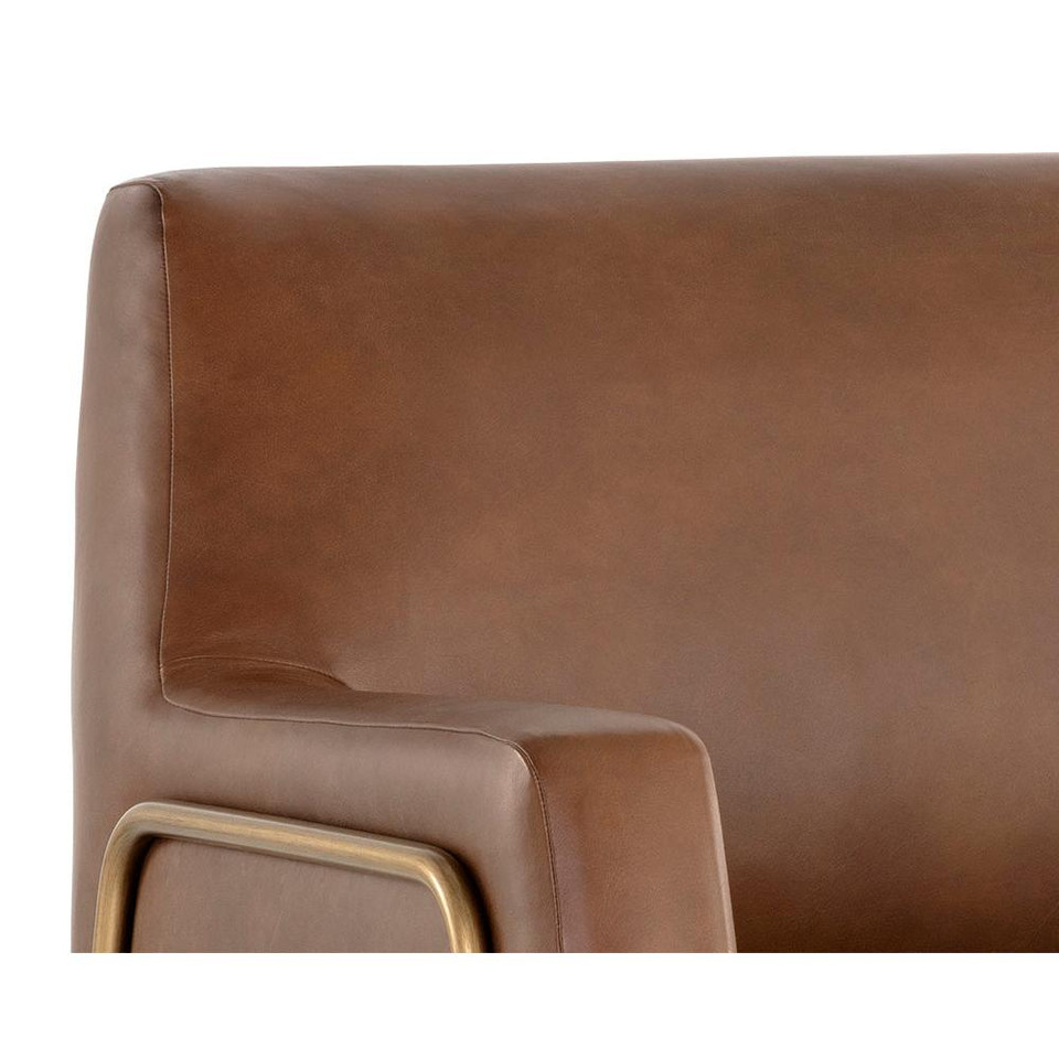 Cybil Vintage Caramel Leather Lounge Chair, view 2