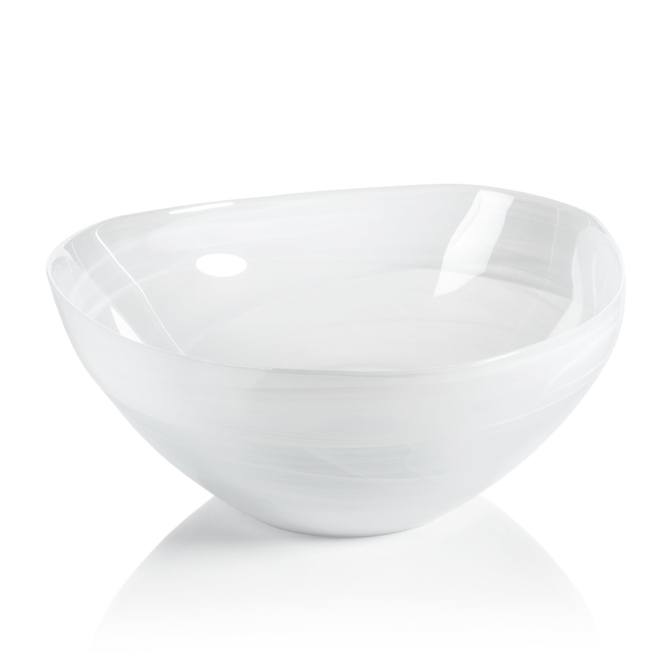 Monte Carlo Large White Alabaster Glass Bowls, Set of 2 | Bone & Brass